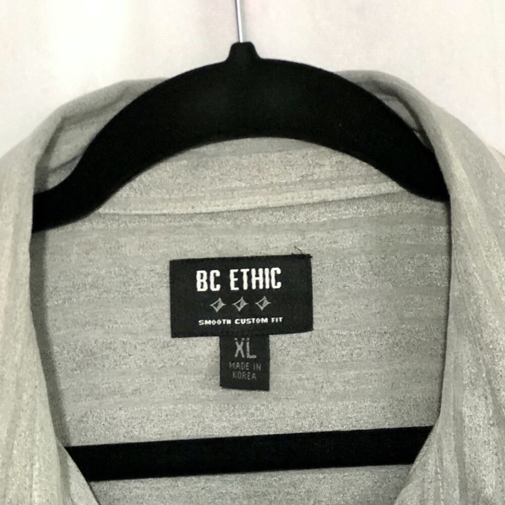 BC Ethic Men's Gray Ghost Stripes Button Up Long Sleeve Shirt Size XL - Picture 4 of 10